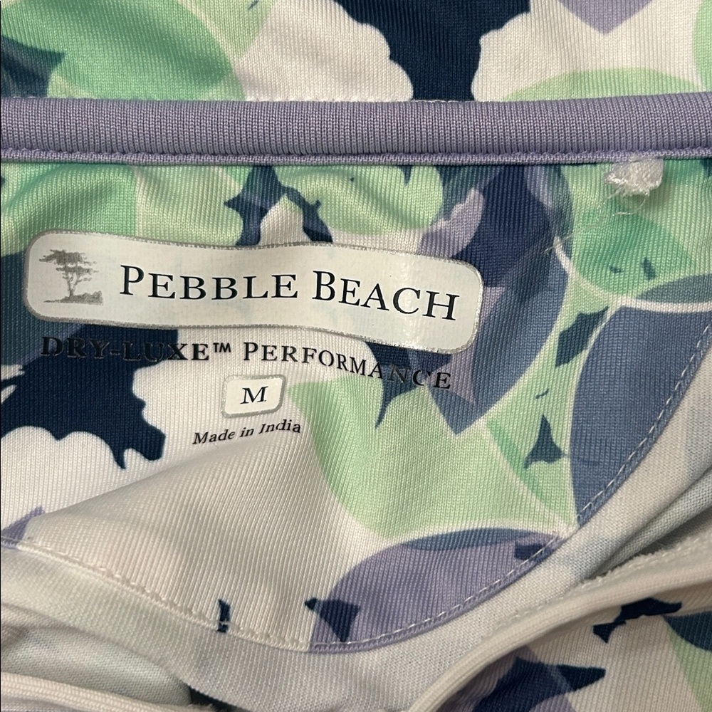 Pebble Beach Floral White Green Purple Short Sleeve Golf Top Women’s Size Medium - Picture 15 of 15